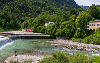 Staumauer Kibling an der  Saalach , Bad Reichenhall, Bayern, Deutschland