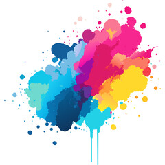 Fototapeta premium Colorful Red Pink Yellow Blue Teal Purple Splash Splatter. Isolated on White Background and Transparent PNG.