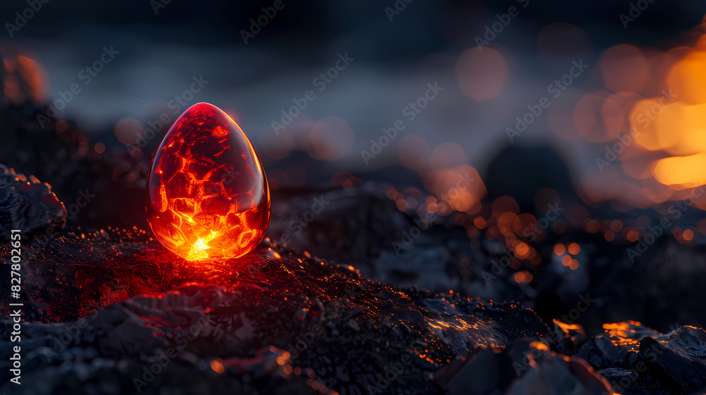 Sticker glowing red gemstone