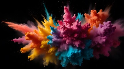 colorful powder explosion on a black background