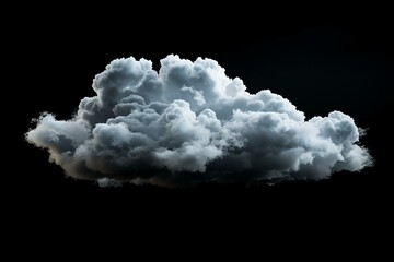 One white cloud on black background, isolated on the transparent or blank background, photorealistic, high resolution photography, insanely detailed, stock photo quality