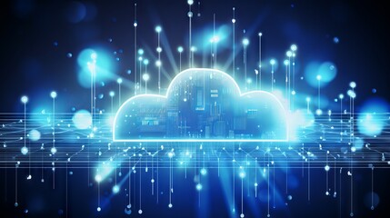 Futuristic cloud computing: transferring big data over the internet with advanced digital technology.

