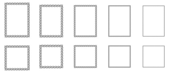 Rope frames in square shapes. Vector illustration.