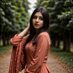 Graceful Moments: Woman in Salwar Suit Outdoors