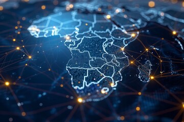 Obraz premium Digital Map of Africa Network Connection created with Generative AI