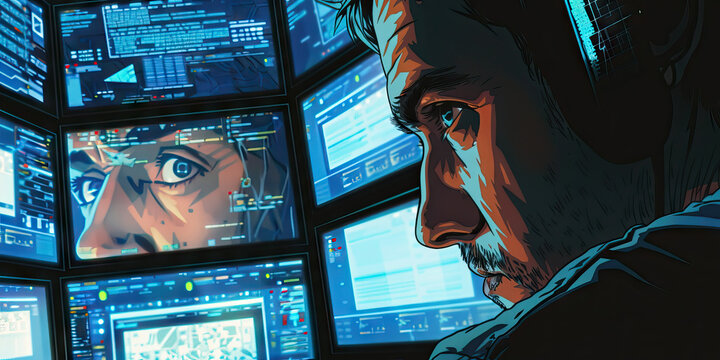 An augmented individual, their enhanced senses heightened to maximum, takes in the sights and sounds of the bustling city, their perception bordering on the superhuman