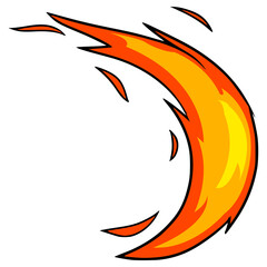 projectile effect fire slash power attack illustration hand drawn isolated vector	
