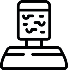 Abstract digital tablet icon with modern technology, simple black and white graphic illustration, isolated on a white background