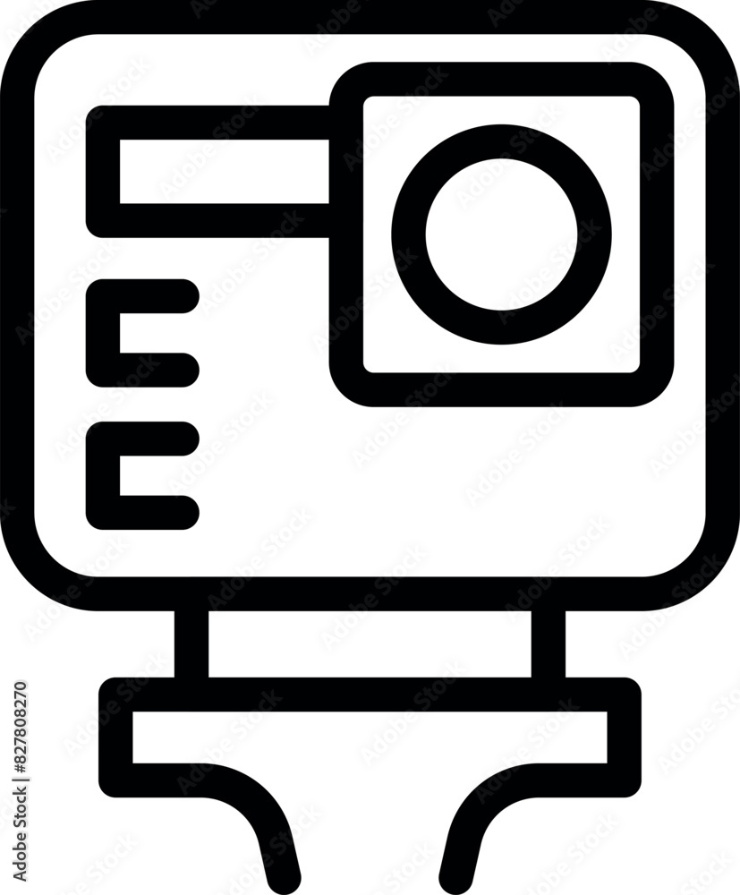 Poster simple black and white icon representing a computer monitor with interface design