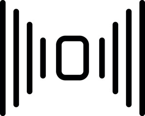 Simple highcontrast icon depicting a sound wave, ideal for multimedia applications