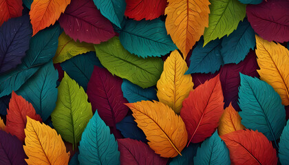 Fototapeta premium Beautiful abstract colorful leaves background. Generative AI
