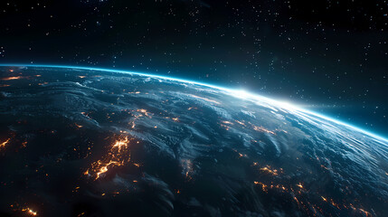 Fototapeta premium Wide angle shot of Earth from space