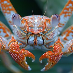 Featuring a coconut crab , close-up portrait , high quality, high resolution