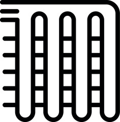 Stylized icon of a bookshelf with books and ladder in a bold black and white design