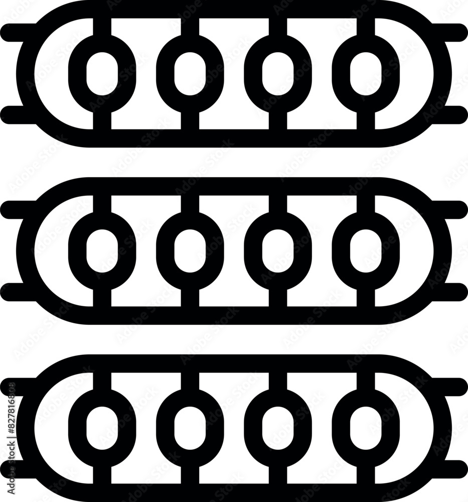 Poster abstract vector art featuring rows of interconnected cylinders in a bold black and white contrast