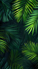 Dark green tropical leaves background