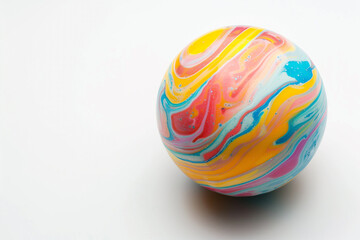 Colorful Soap Ball on White Background with Text Space (generative AI)