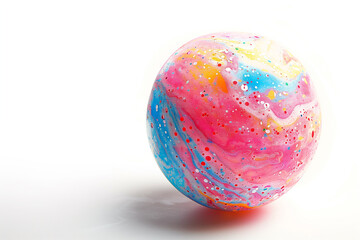 Colorful Soap Ball on White Background with Text Space (generative AI)