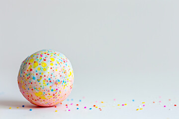 Colorful Soap Ball on White Background with Text Space (generative AI)