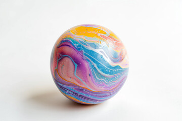 Colorful Soap Ball on White Background with Text Space (generative AI)
