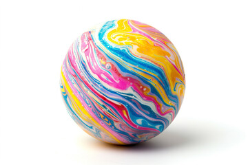 Colorful Soap Ball on White Background with Text Space (generative AI)