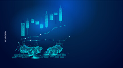 Graphic of Artificial intelligence trading robot for forex and cryptocurrency background. Vector illustration 