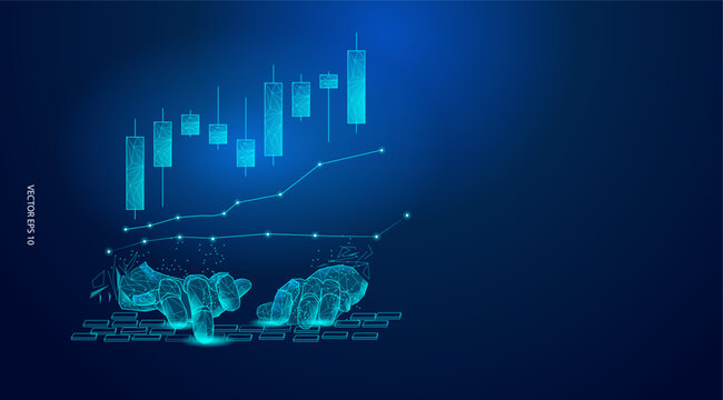 Graphic of Artificial intelligence trading robot for forex and cryptocurrency background. Vector illustration 