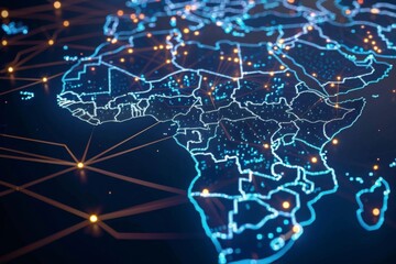Obraz premium Digital Map of Africa Network Connection created with Generative AI