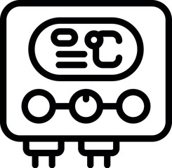 Simplistic line art design of an electric meter icon in black and white