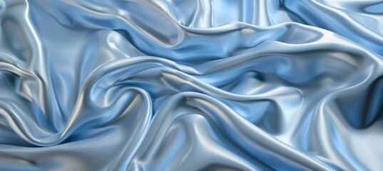 Fototapeta premium Glossy Satin Textile Close-up: Shimmering Light Blue