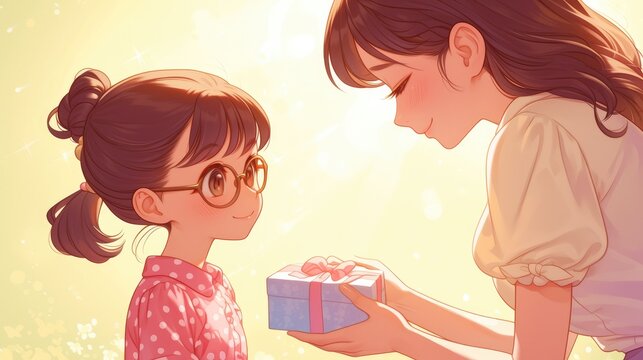 A courteous young girl expresses gratitude to her friend for a gift This well mannered child values respect and good etiquette