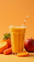 Fototapeta premium Fresh Carrot Smoothie with Fruits