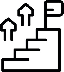The black and white staircase to success icon representing growth. Progress. And achievement. A symbol of upward movement. Business strategy. Leadership. And motivation. With a simple
