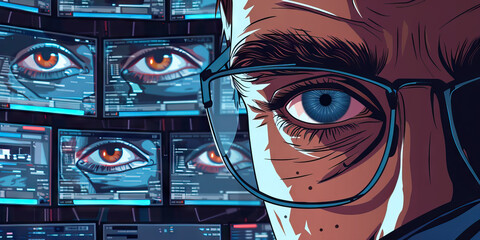 A cybersecurity expert monitors their network for potential threats, their eyes constantly scanning the digital horizon