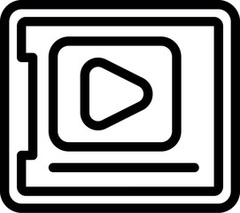 Vector illustration of a bold outline play button icon, isolated on a white background