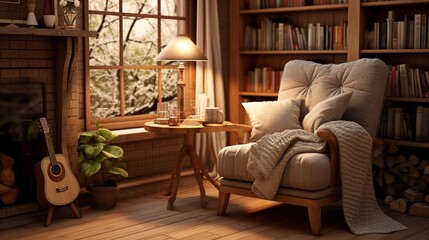 A photo of a cozy reading nook with a comfortable chair.