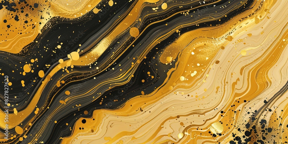 Wall mural an abstract painting with gold and black colors