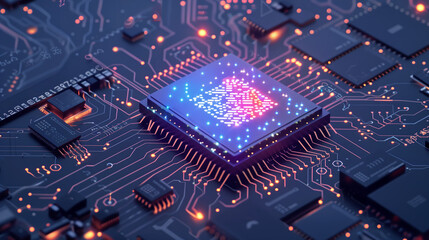 Artificial intelligence micro chip with text on chip