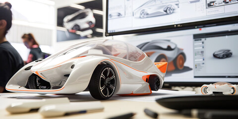 A student designs a futuristic vehicle using advanced CAD software, envisioning the possibilities of tomorrow