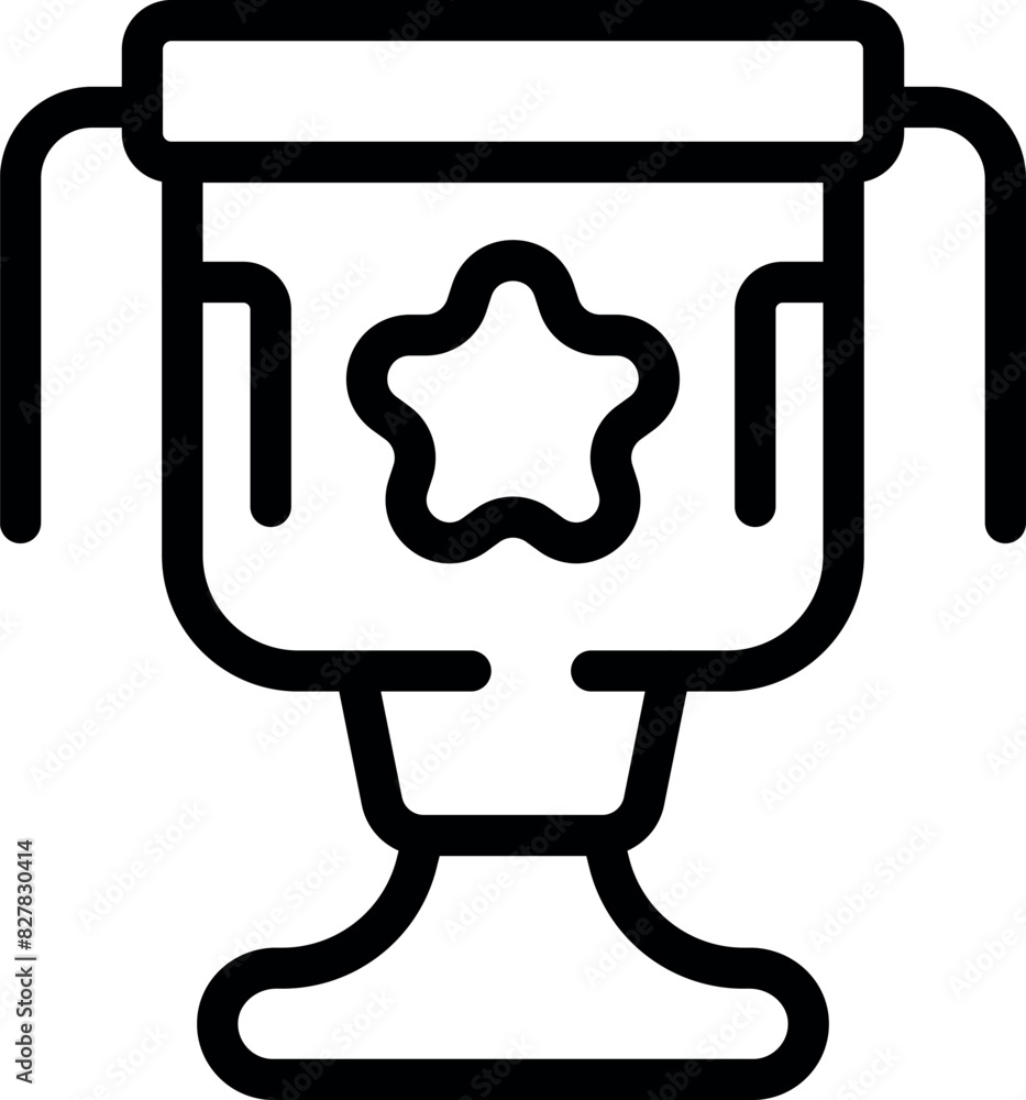 Wall mural Simple line art illustration of a trophy with a star centerpiece - Wall murals