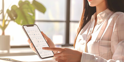 A businesswoman uses her phone's AI assistant to organize her daily schedule, ensuring maximum efficiency