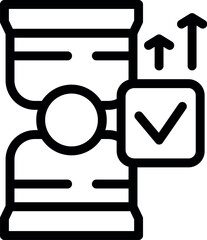 Black line icon symbolizing time management, project deadlines, and successful task completion