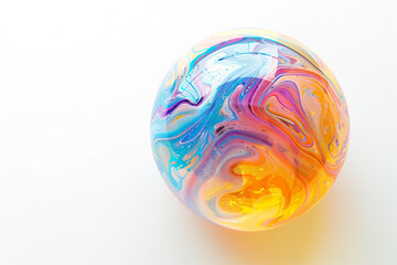 Vibrant Multicolor Marble on White Background (generative AI)
