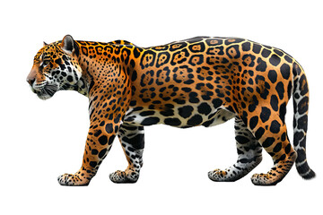 Fototapeta premium side view jaguar isolated on transparent background ,generative ai