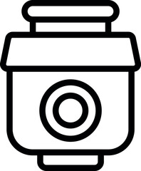 Black and white line illustration of a contemporary garbage bin with lid and pedal