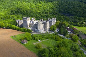 Fortified christian monastery Manasija in the medieval walls. The Manasija Monastery also known as...