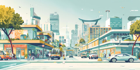 In the heart of a smart city, an urban planner visualizes the potential of integrated technology and sustainable design, working to create a brighter future for all