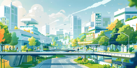 In the heart of a smart city, an urban planner visualizes the potential of integrated technology and sustainable design, working to create a brighter future for all