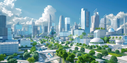 In the heart of a smart city, an urban planner visualizes the potential of integrated technology and sustainable design, working to create a brighter future for all