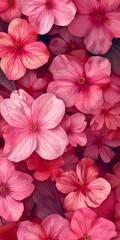 Bunch of Pink Flowers With Green Leaves